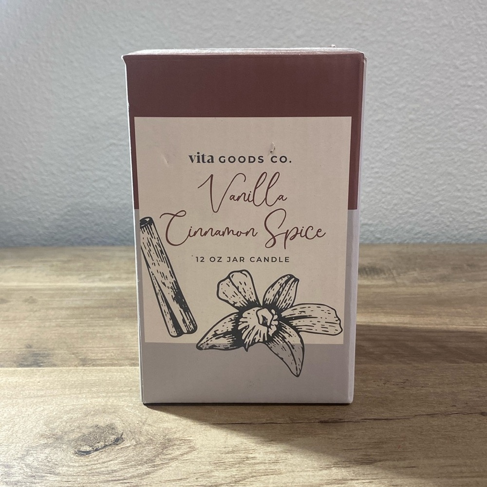 Vanilla cinnamon spice 12 oz jar candle by vita goods co.